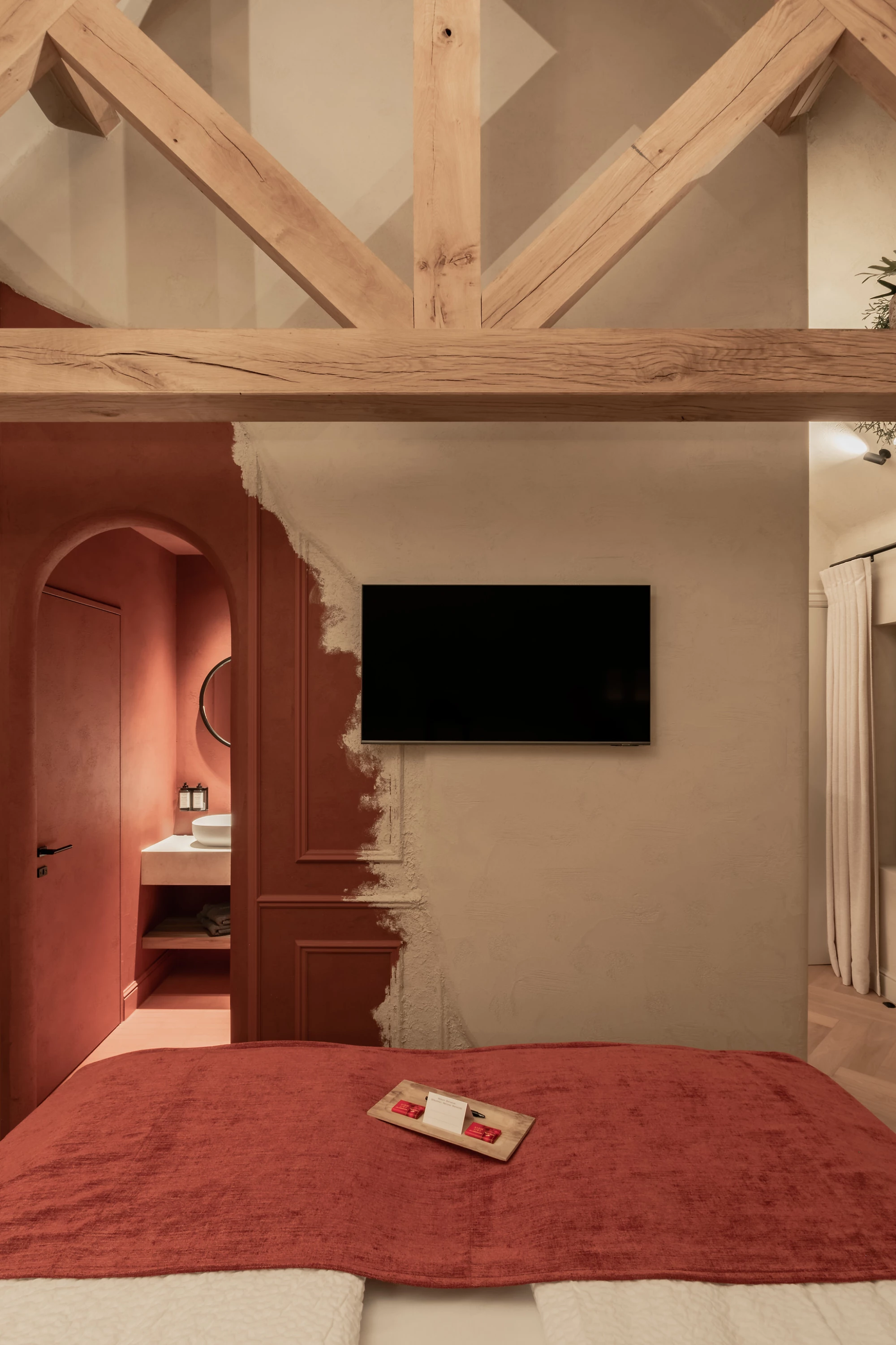 Balken in kamer Boho Chic B&B Herenhuis Izegem